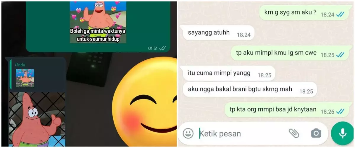 11 Chat lucu orang pacaran ini bikin gagal romantis, definisi cinta tak selamanya indah