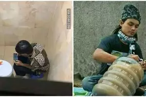 11 Potret lucu cara biar nggak ngantuk ini bikin ngelus dada, emang boleh sebrutal ini minum kopinya?