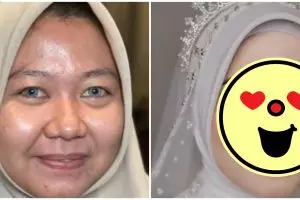 Transformasi makeup wanita berwajah bulat dirias jadi pengantin ini manglingi, hidungnya bikin salfok