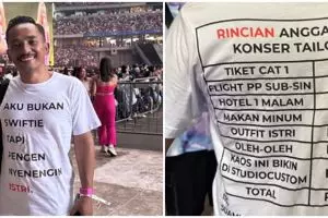 Pria ini pakai kaus rincian bujet nonton konser Taylor Swift demi temani istri, definisi suami idaman