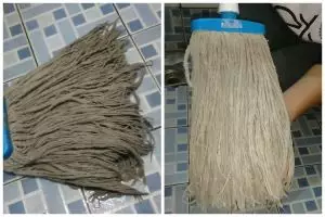 Tanpa direndam semalaman, ini trik memutihkan kain pel dekil pakai tambahan 1 bahan dapur