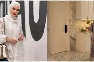 Tempati rumah bak hotel bintang 5, ini 9 potret dapur Angel Lelga kulkasnya canggih pakai layar sentuh