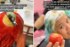 Ubah penampilan demi anak agar mau makan tomat, aksi totalitas ibu ini bikin geleng kepala