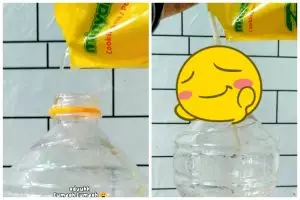 Tanpa corong, cara emak-emak menuang minyak goreng ke botol ini antitumpah cuma pakai 1 alat sederhana