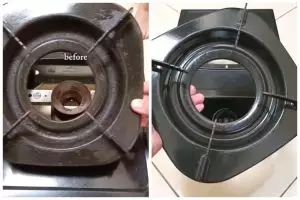 Bukan ditaburi sitrun, cara emak-emak membersihkan kerak tungku kompor ini cuma pakai 3 bahan dapur