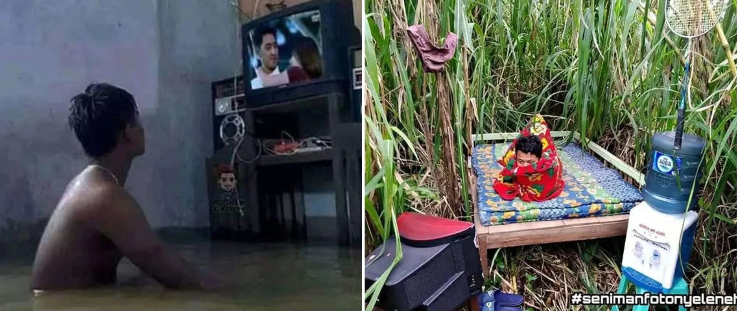 45 Potret kocak gaya orang nonton TV ini bikin garuk kepala, referensinya dari mana sih?