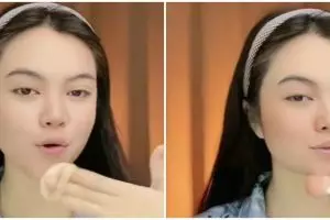 Transformasi makeup wanita rias wajah jadi mirip Syahrini, bibirnya seksi bak boneka barbie