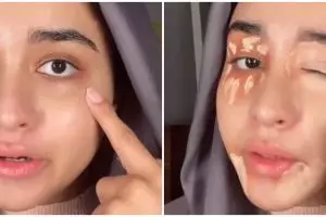 Transformasi makeup wanita dengan mata panda ini hasilnya auto flawless, disebut mirip Syifa Hadju