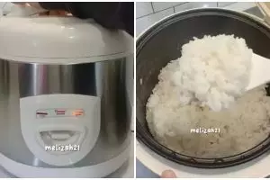 Trik agar nasi tak kering dan berkerak walau disimpan seharian di rice cooker, modal 2 bahan dapur