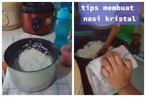 Tanpa ditambah minyak goreng, trik menanak nasi beras kualitas rendah agar tetap pulen dan bak kristal