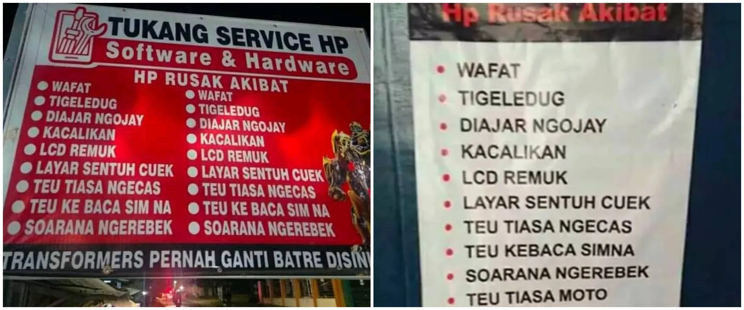 11 Potret kocak spanduk tukang servis HP ini nyeleneh pol, strategi marketingnya bikin melongo