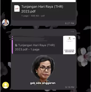Chat lucu minta THR saat Lebaran © X Chat lucu minta THR saat Lebaran © X