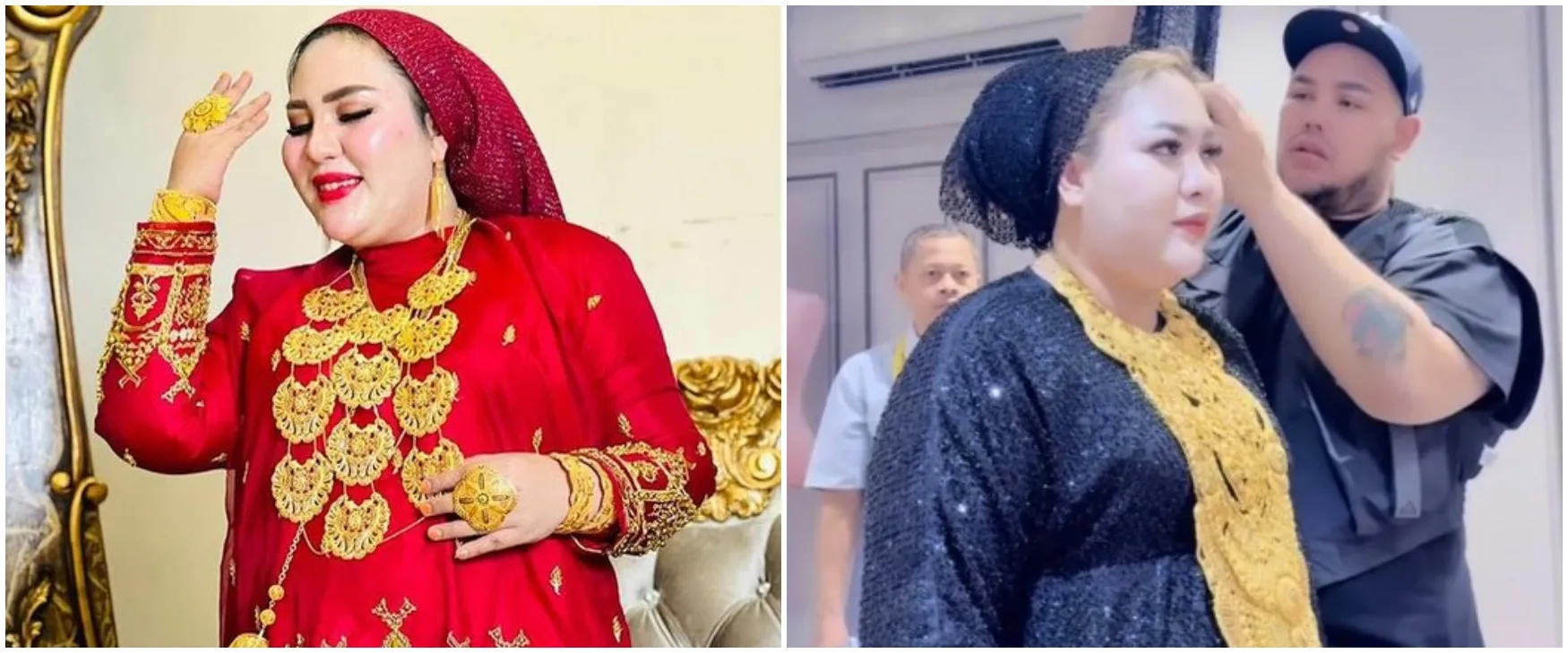 9 Potret gaya Mira Hayati fitting baju karya Ivan Gunawan untuk syukuran rumah, pakai kalung emas 2 kg