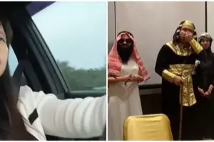 Ramai tren bukber pakai kostum, perempuan ini nekat bawa unta ke dalam ruangan tuai sorotan warganet