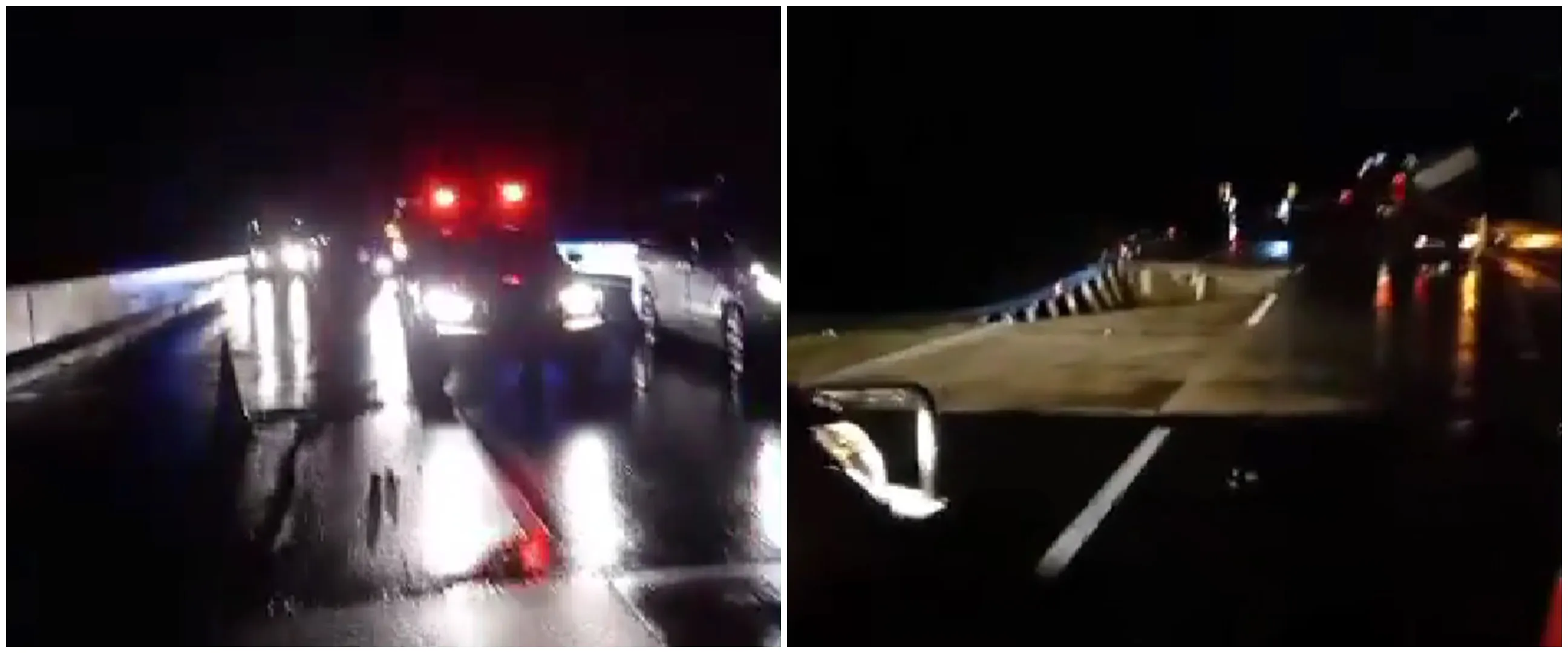 Detik-detik jalan Tol Bocimi longsor, dilaporkan ada satu mobil masuk jurang