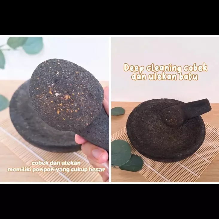 Tak perlu beras atau ampas kelapa, begini trik mencuci cobek batu agar bersih dari bekas bumbu