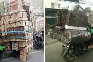 Bawaannya sebanyak harapan orang tua, 11 potret kocak ojek online bak mudik ini bikin tepuk jidat