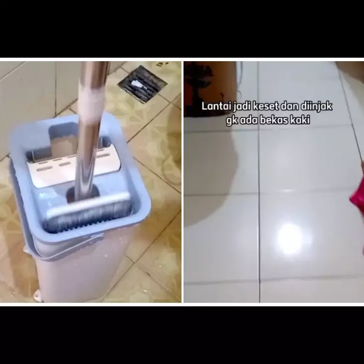 Tanpa cuka, mamah muda ini punya cara mengepel lantai agar kinclong dan kesat pakai 2 bahan dapur
