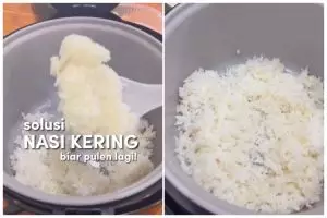 Tanpa perlu dikukus, ini cara agar nasi kering di rice cooker bisa pulen kembali cuma pakai 1 bahan