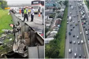 7 Fakta kecelakaan maut tol Jakarta-Cikampek 58 KM, bus & mobil adu banteng, 12 korban tewas terbakar