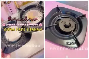 Bukan digosok sitrun, ini cara ampuh enyahkan kerak gosong di tungku kompor pakai 3 bahan dapur