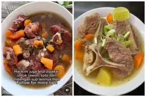 Nggak mengurangi rasanya, emak-emak ini punya trik hilangkan lemak pada sop buntut agar minim kalori