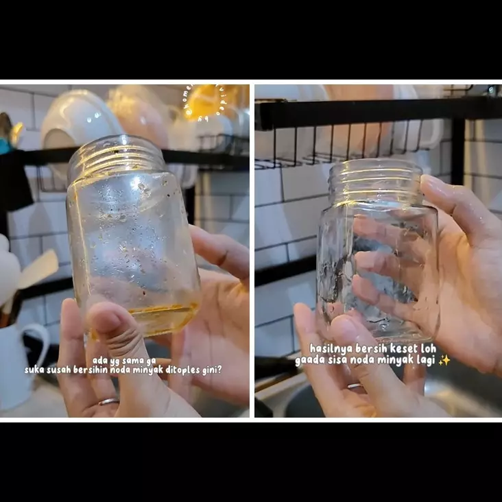 Tanpa digosok spons, ini trik praktis bersihkan toples berminyak agar kesat pakai 1 bahan makanan