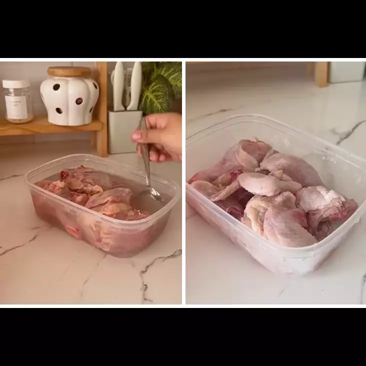 Cuma butuh 7 menit, ini trik cepat mencairkan daging ayam beku dari freezer cuma pakai 2 bahan dapur