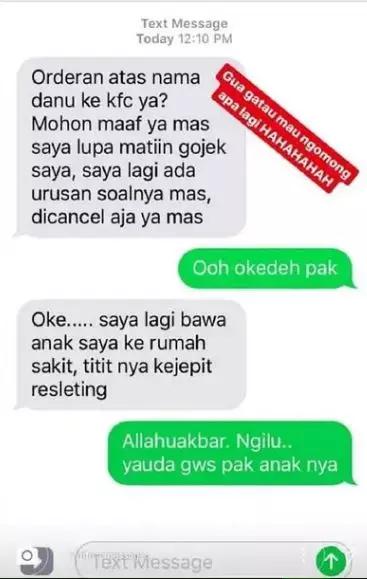 Chat lucu alasan cancel orderan ojek online Berbagai sumber