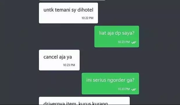 Chat lucu alasan cancel orderan ojek online Berbagai sumber
