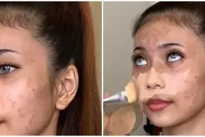 Tampak flawless, transformasi cewek wajah bertekstur dirias ala glamor ini hasilnya bikin melongo