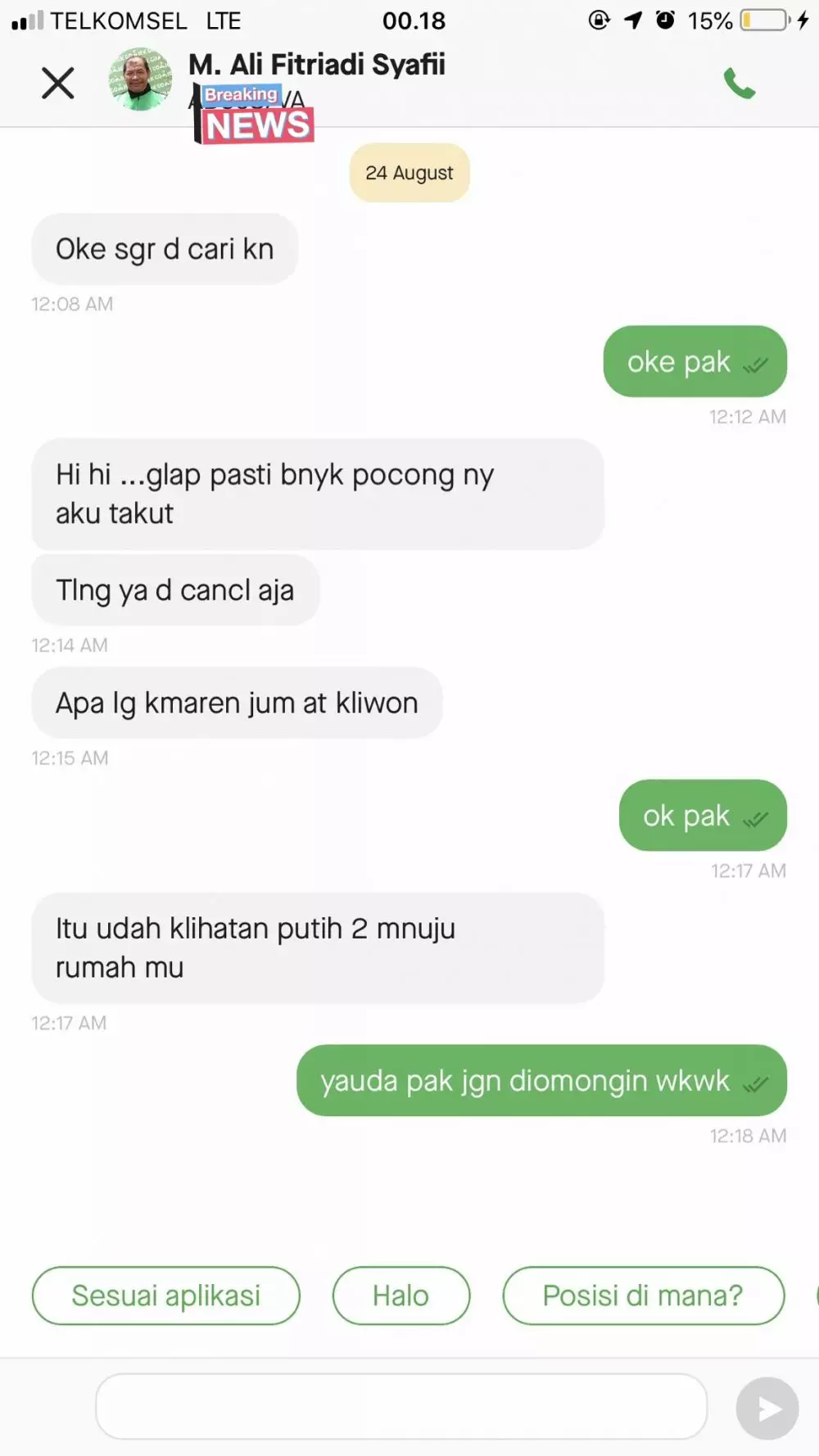 Chat lucu driver ojek online dari berbagai sumber Chat lucu driver ojek online dari berbagai sumber