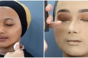Transformasi makeup gadis berwajah kusam di rias jadi manten berparas barbie, hasilnya bak beda orang