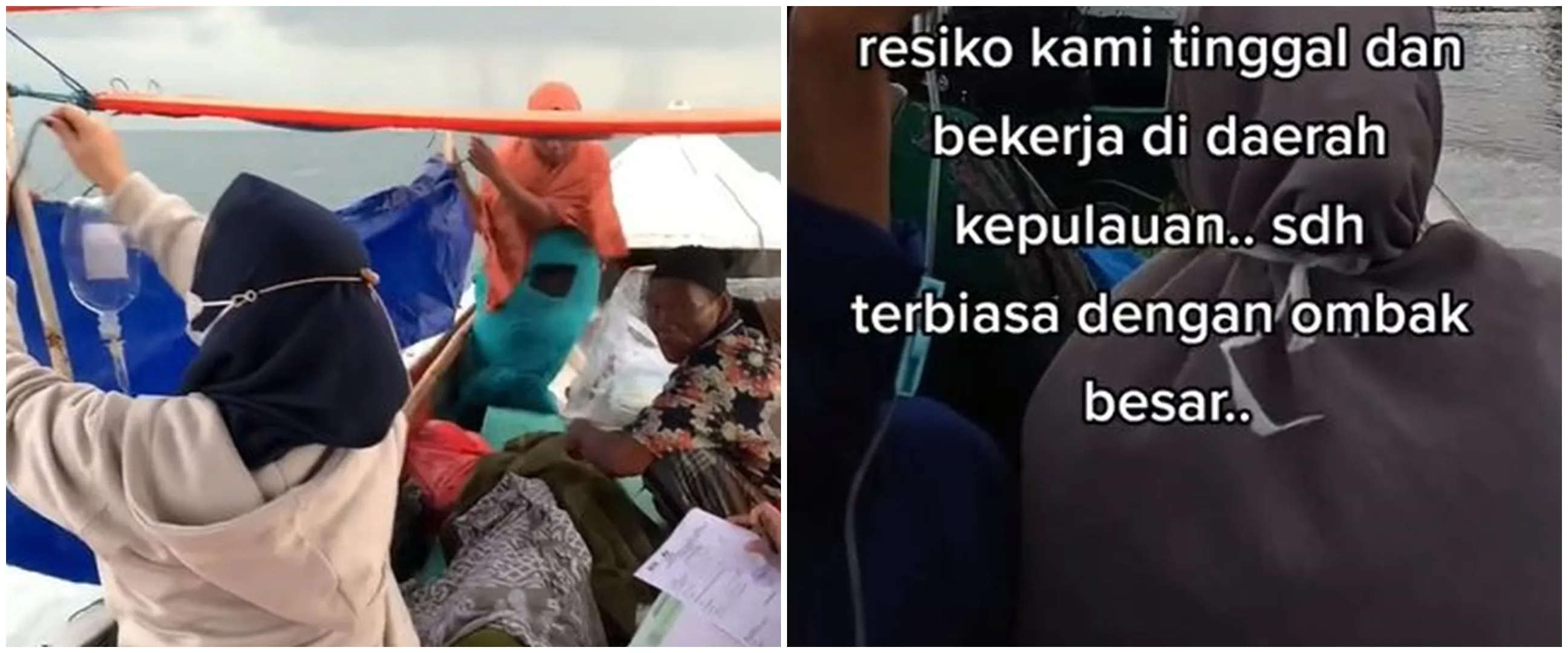 Membelah ombak dan terjang badai agar sampai RS, momen perjuangan bidan tangani pasien ini bikin kagum
