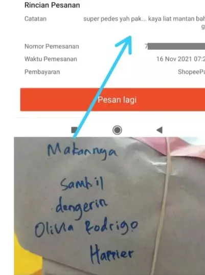 customer minta note di makanan © Instagram