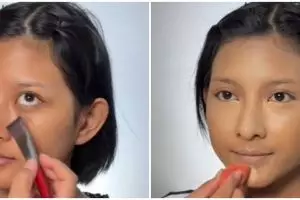 Hasilnya flawless tanpa terlihat abu-abu, transformasi makeup wanita berkulit gelap ini manglingi pol