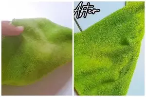 Tak perlu disikat, mama muda ini bersihkan lap dapur dekil dan berminyak pakai 1 bahan dapur