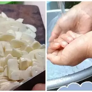 Tanpa digosok sabun cuci piring, ini trik menghilangkan getah dan bau bawang putih di tangan