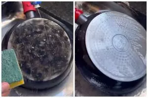 Tanpa sitrun, ini cara mudah bersihkan kerak gosong di pantat teflon cuma tambah 3 bahan dapur