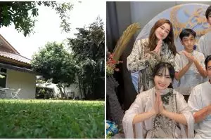 11 Potret rumah mertua Hesti Purwadinata bernuansa alam, halamannya luas bak lapangan bola