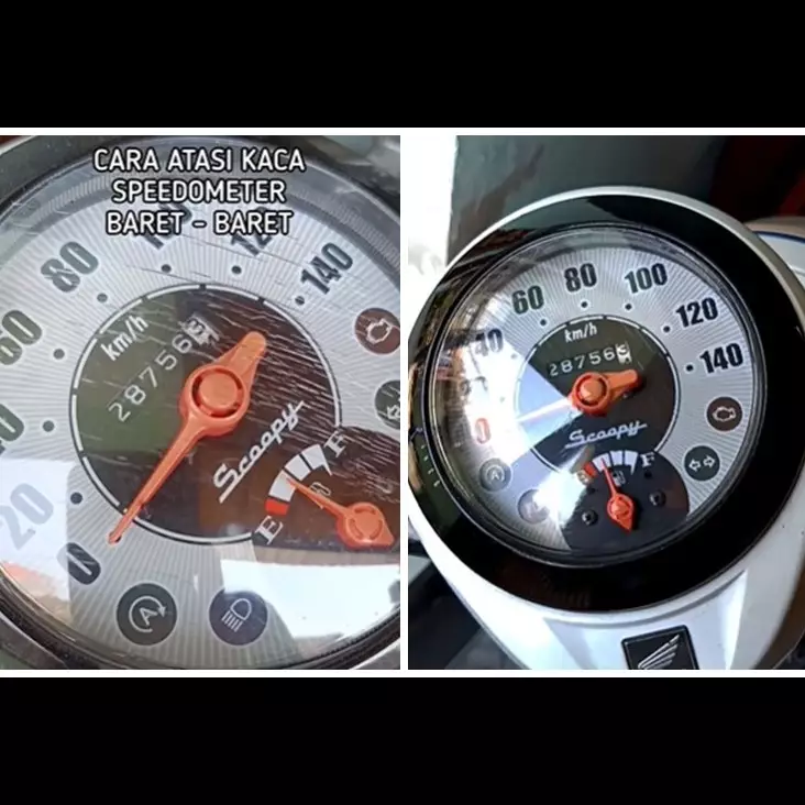 Tanpa digosok oli, ini trik hilangkan noda retak di kaca speedometer motor andalkan 1 bahan dapur