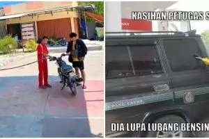11 Potret kocak kelakuan absurd orang pas ngisi bensin ini malah nyusahin, bikin geleng kepala