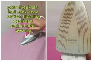 Bukan digosok sikat gigi, ini trik jitu hilangkan noda lengket di setrika pakai 2 bahan dapur