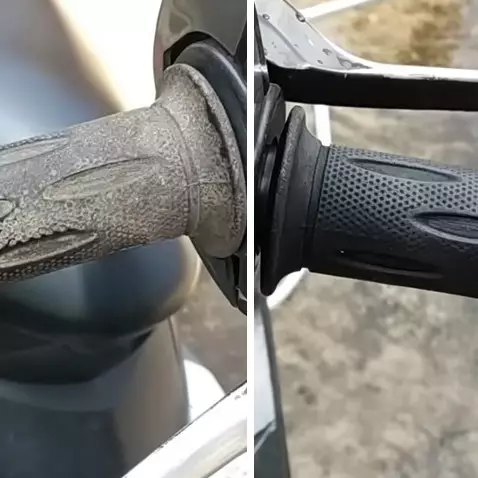 Tanpa sitrun, pria ini punya trik jitu bersihkan kerak di karet stang motor cuma pakai 1 bahan dapur