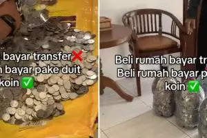 Dikumpulkan selama 3 tahun dalam galon bekas, momen pria beli rumah pakai uang receh ini bikin salut