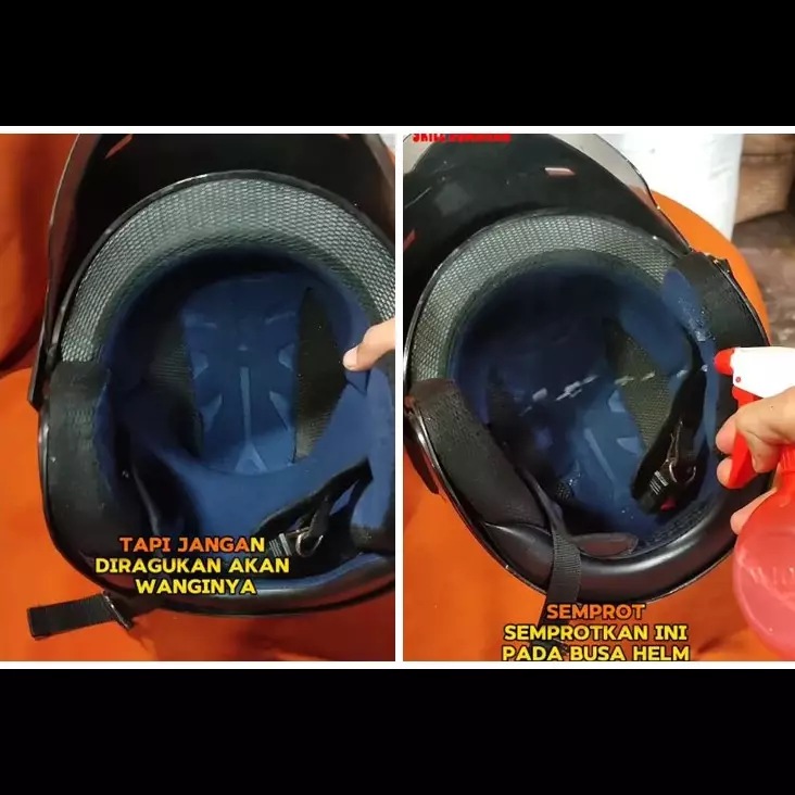 Tak perlu dijemur, begini trik hilangkan bau apek di helm cuma tambah 1 bahan dapur