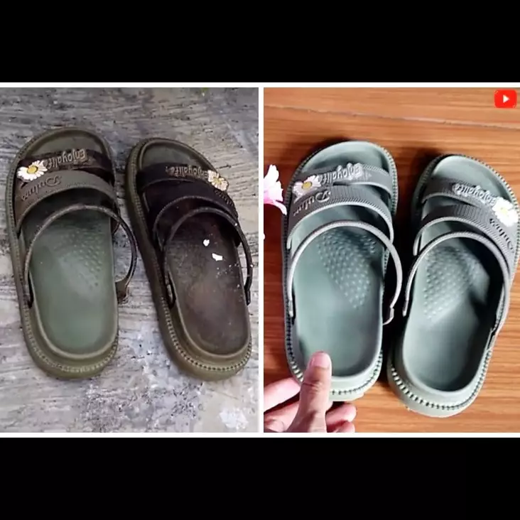 Trik cuci sandal selop wanita yang hitam dan berjamur, kinclong seperti baru cuma pakai 1 bahan dapur