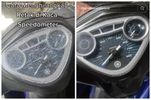 Bukan dibaluri oli bekas, ini cara hilangkan noda retak di kaca speedometer motor pakai 1 bahan dapur