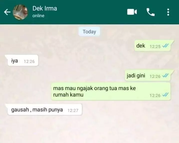 Chat lucu punya niat melamar responsnya nyelekit Berbagai sumber