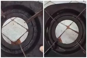 Tak direndam air panas, trik bapak-bapak bersihkan kerak tungku kompor ini cuma ditambah 2 bahan dapur